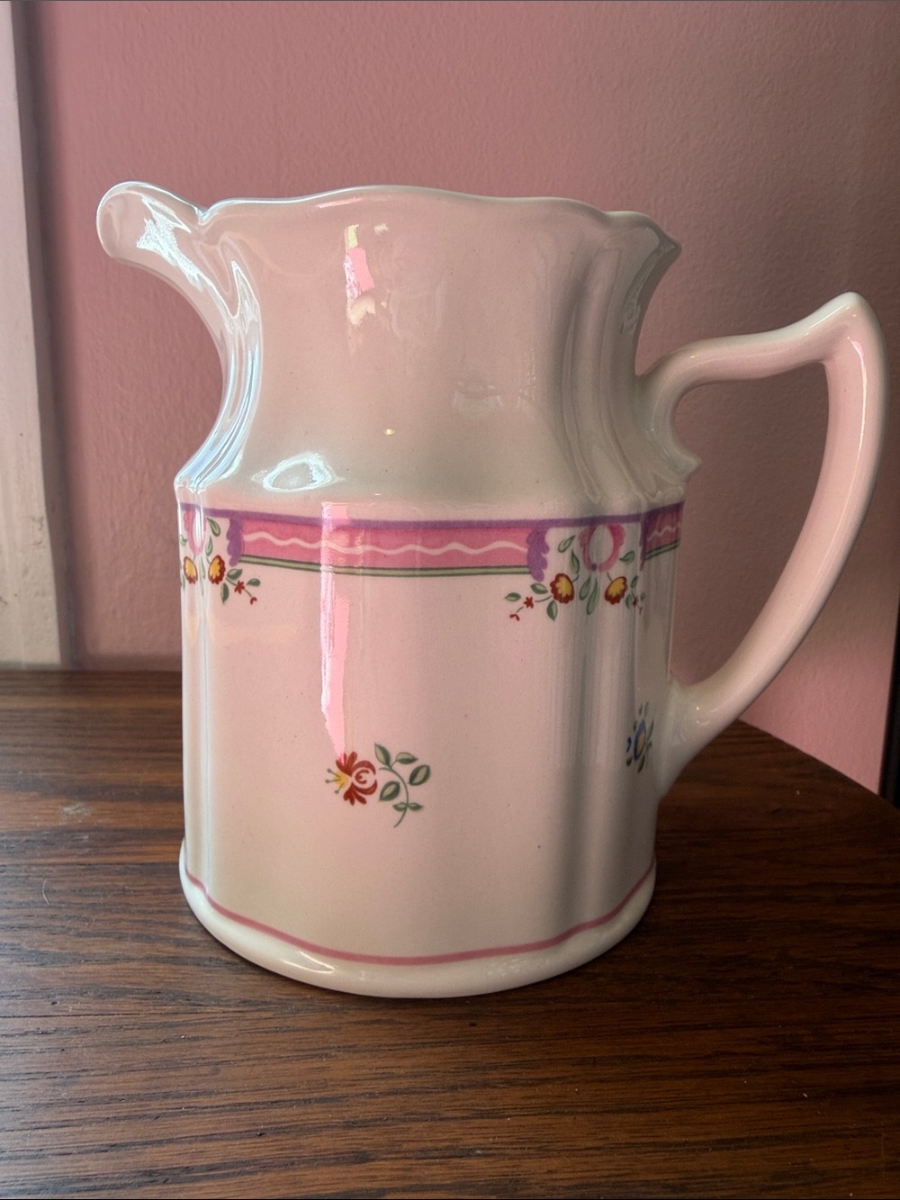 Vintage Laura Ashley Cream Floral Porcelain 24oz Pitcher